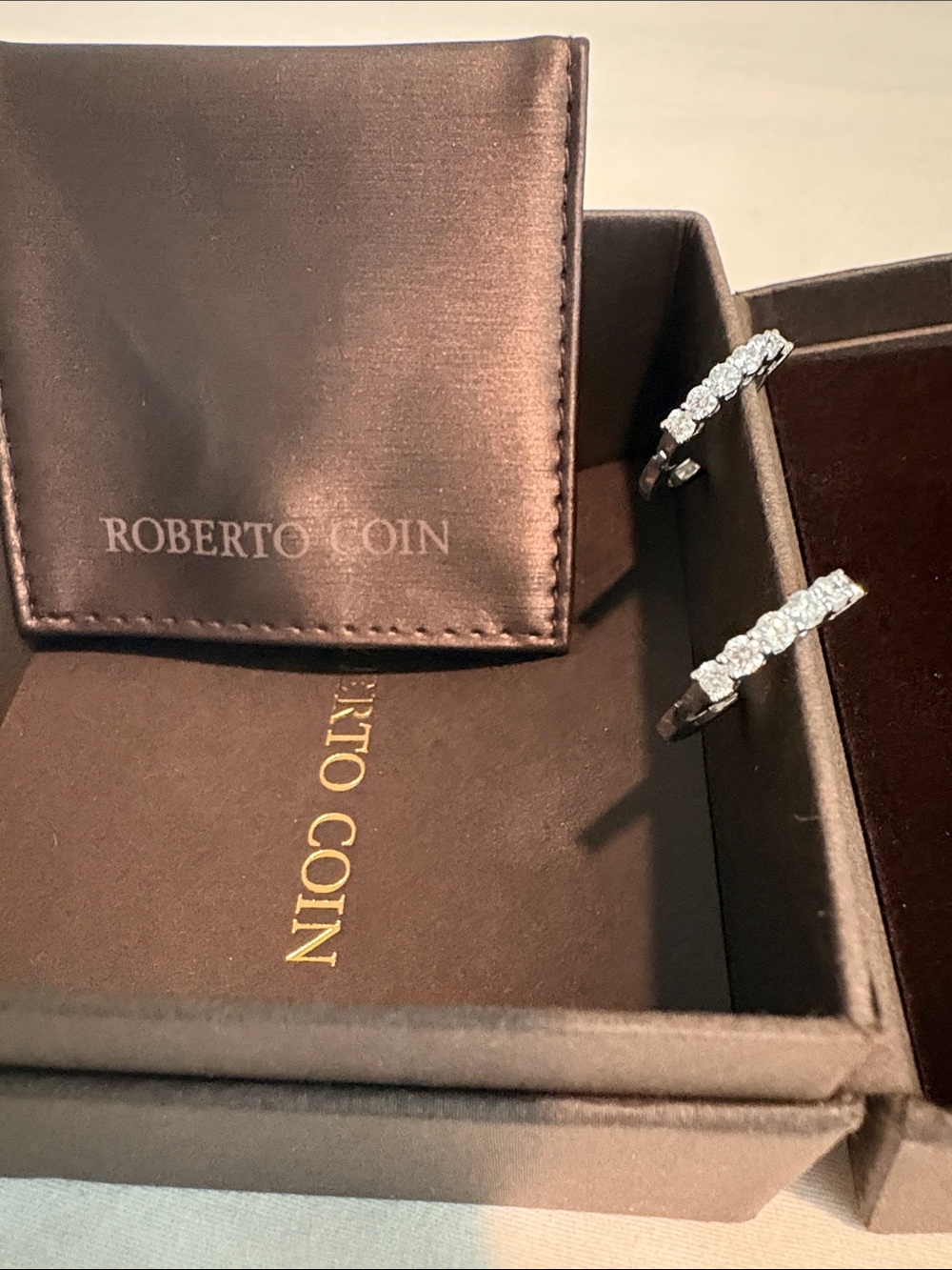Roberto Coin 18K White Gold & 0.70 TCW Diamond Huggie Earrings